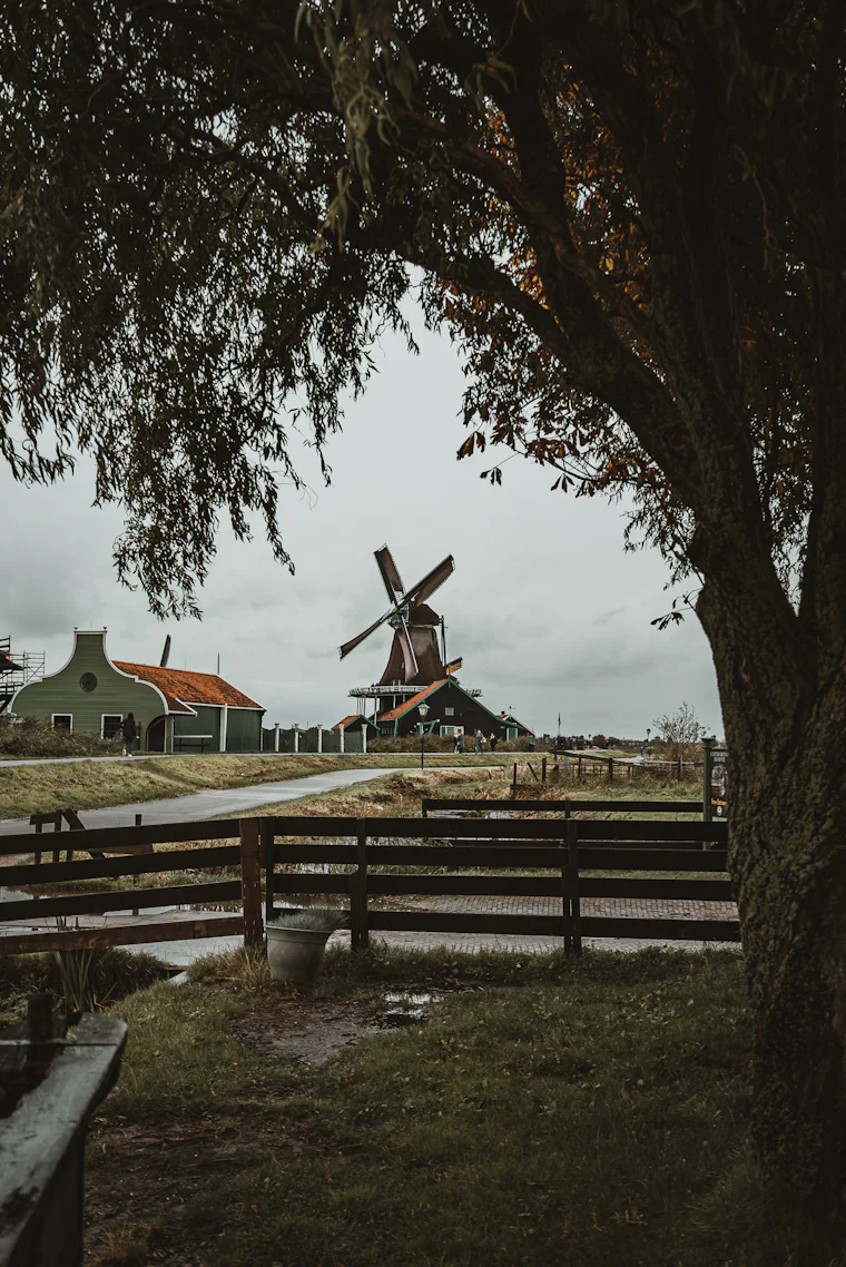 Windmill against a wide open sky