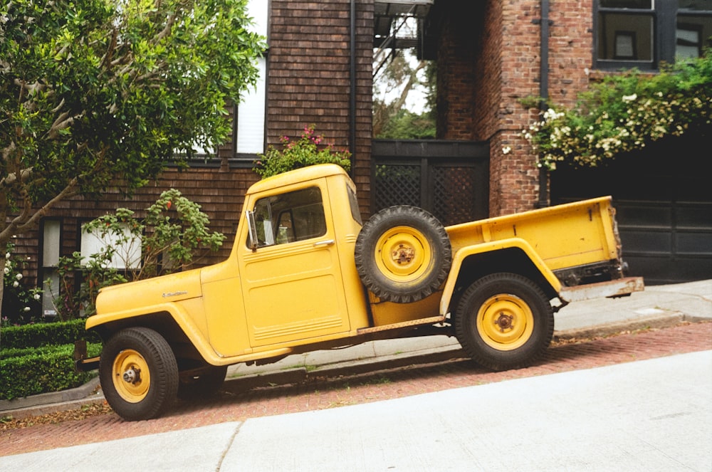 classic classic pick-up truck park in front of the building