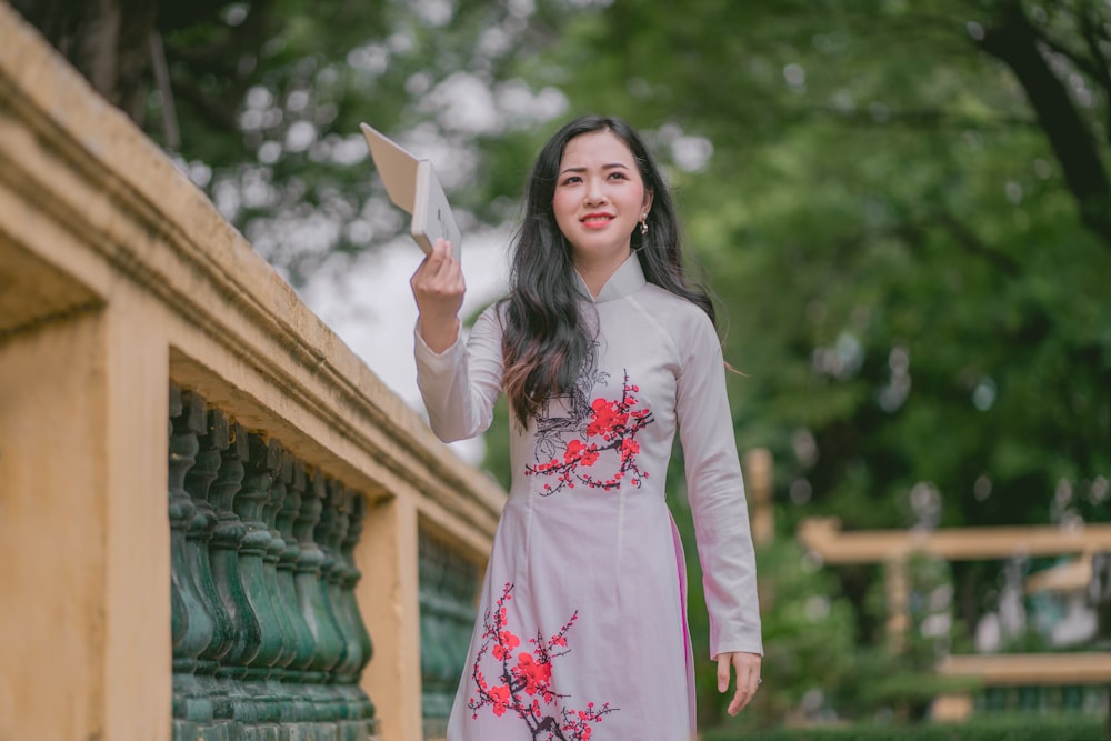 women's white and red floral dress