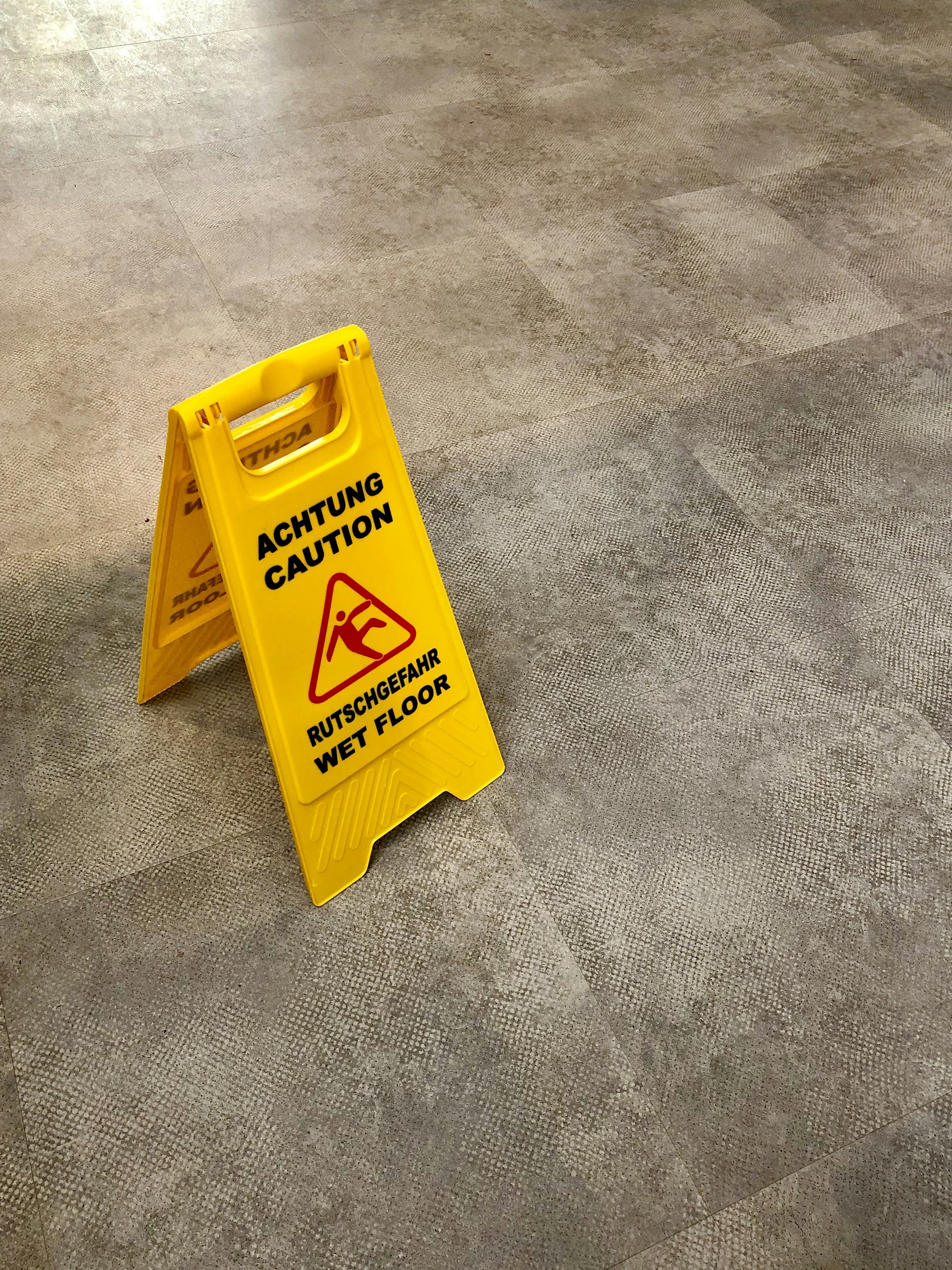 wet flour sign on floor