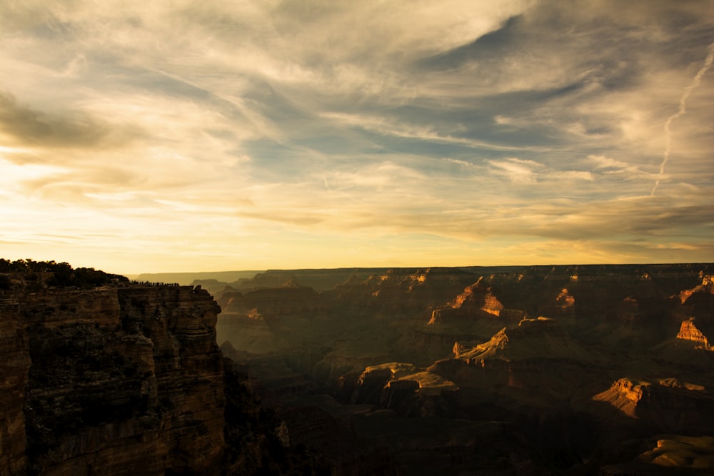 aerial photo of canyon at golden hour