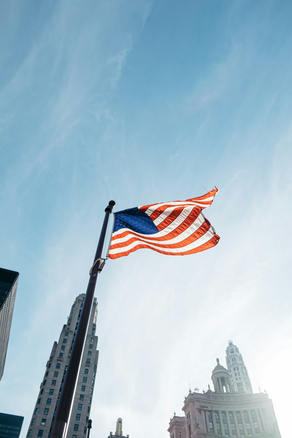 United States of America flag waving during daytime