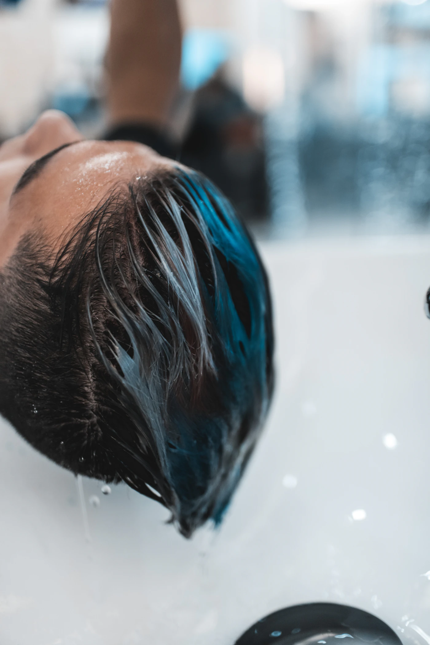 Close-up of wet hair after washing