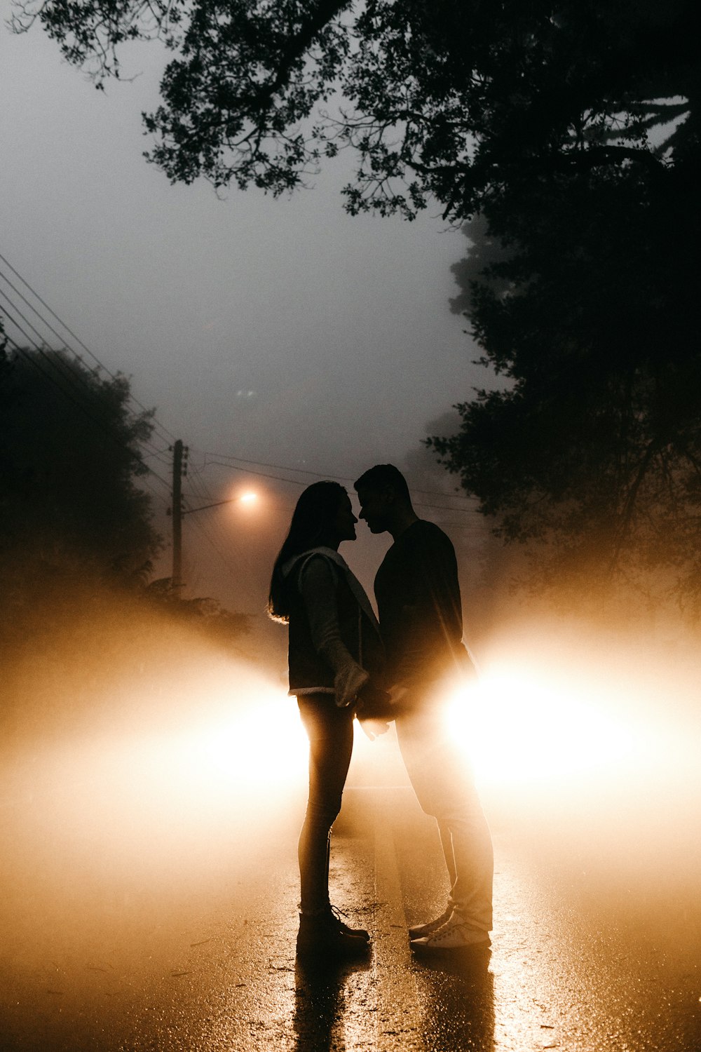 two person standing on street