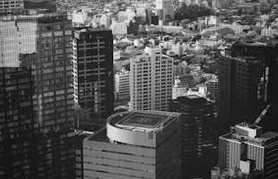 grayscale photography of buildings