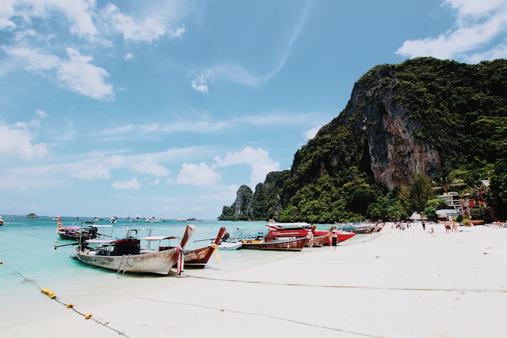 boats on shore during daytime