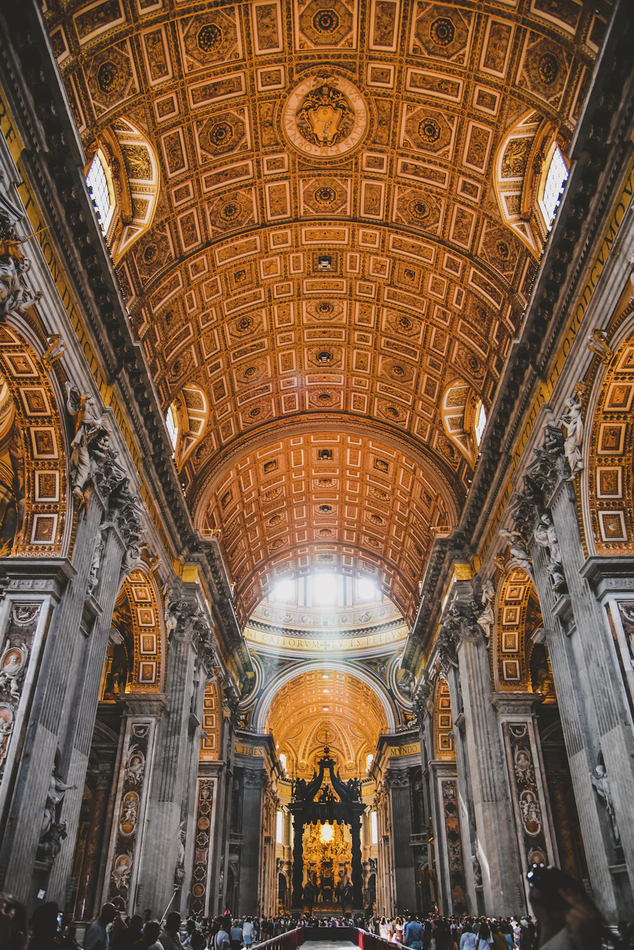 The ceiling and high altar of St. Peter's Basilica in the Vatican