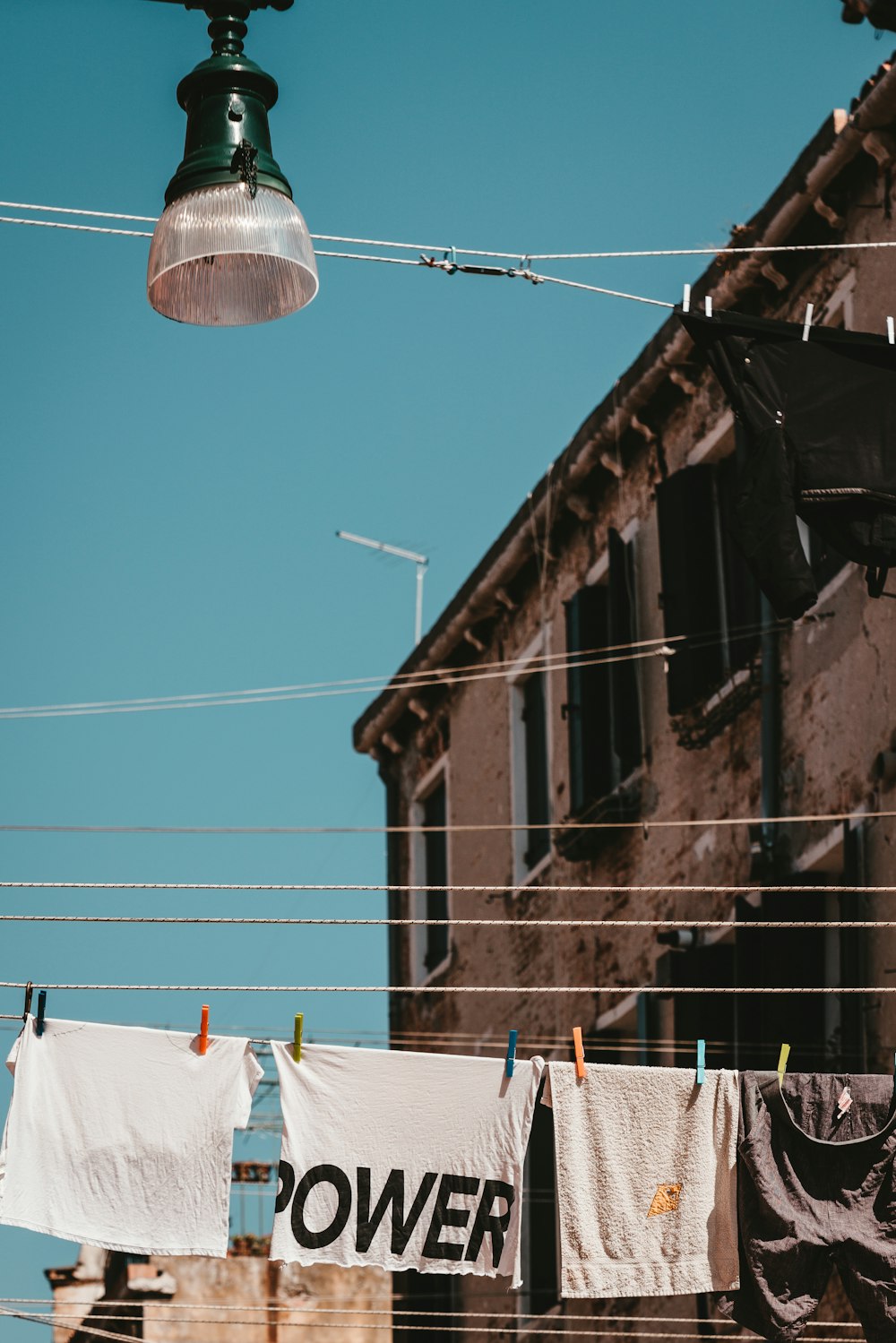 clothes on wire at daytime