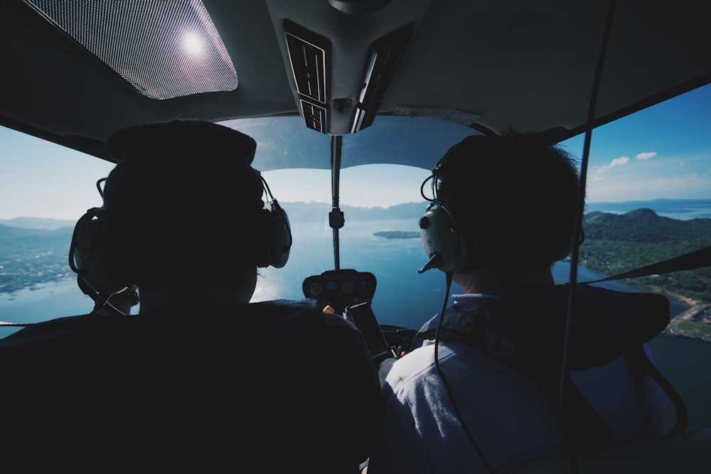 two pilot riding airplane