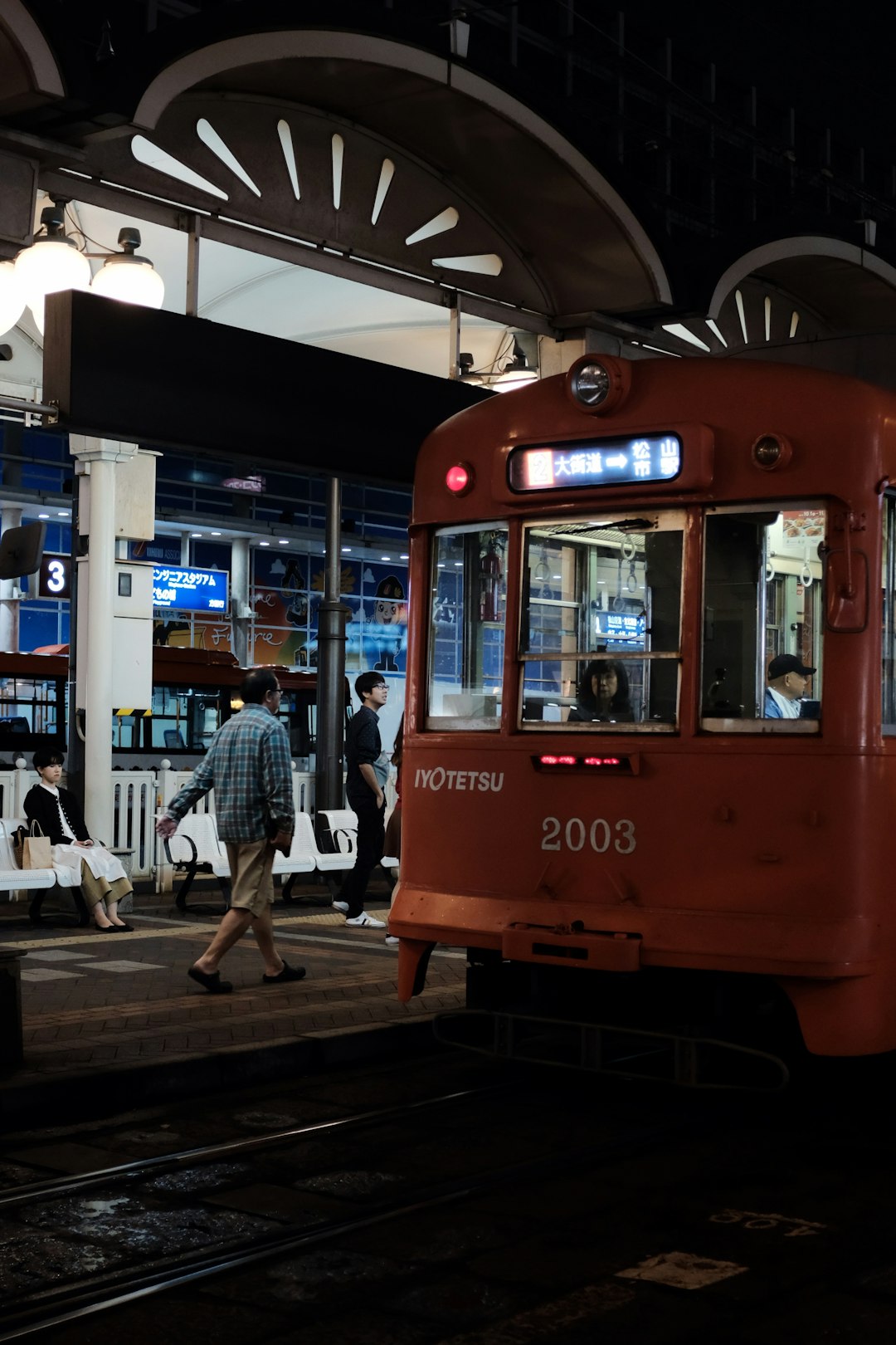 orange train at night