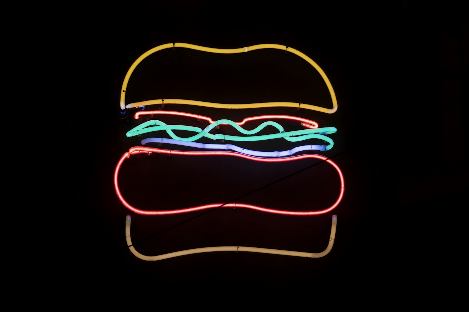 Nikon AF-S Nikkor 24-70mm F2.8E ED VR sample photo. Neon lighted burger signage photography