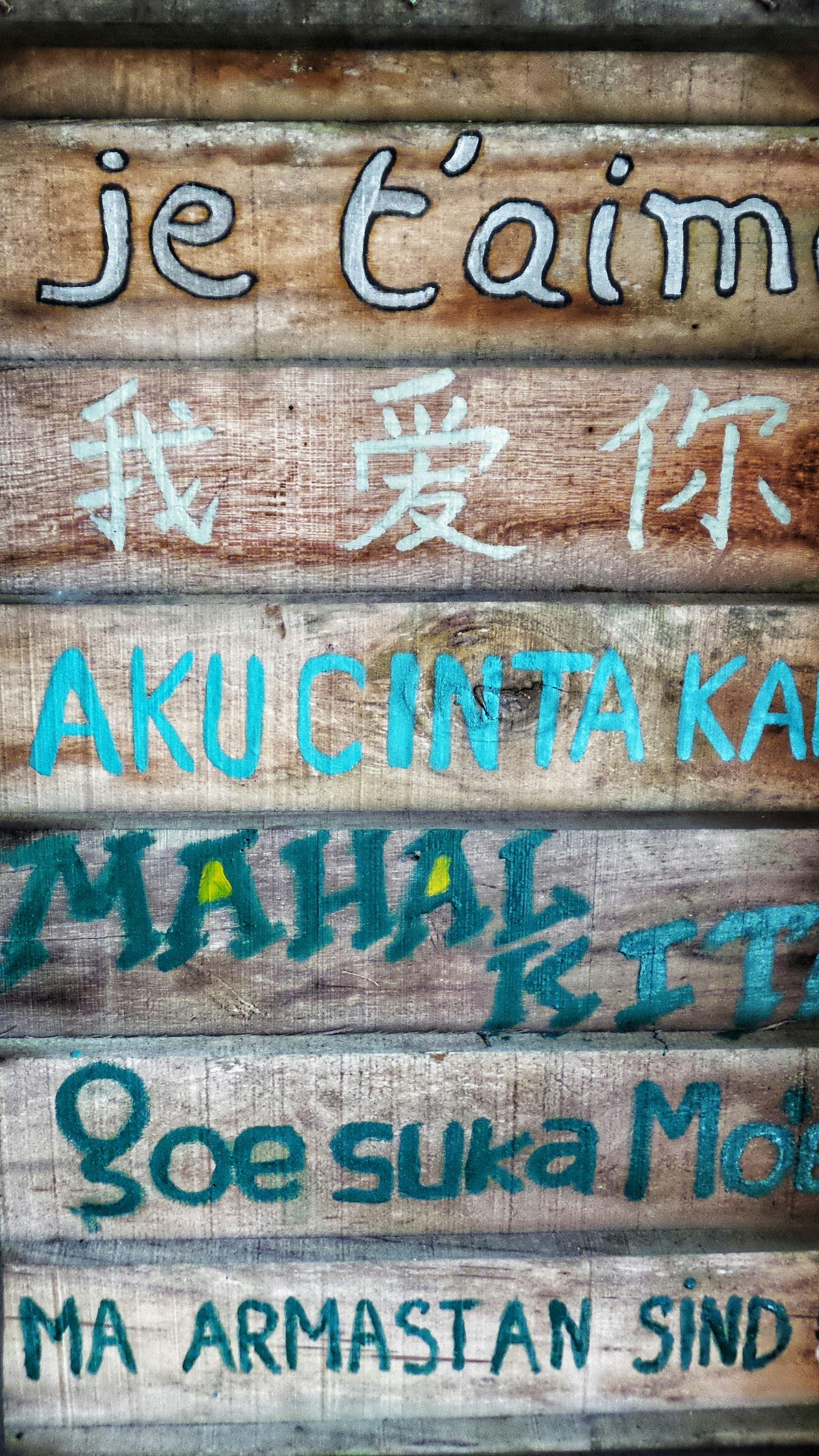 I love you painted in various language from around the world on wood