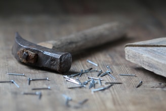 claw hammer and nails
