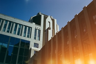 A detailed 3D rendering of a modern architectural building with realistic lighting.