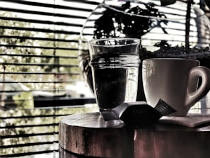 A cozy setting with wellness snacks and drinks on a wooden table.