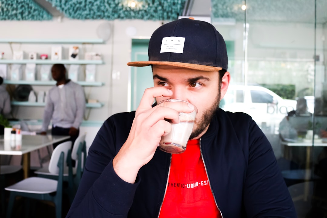 man drinking coffee