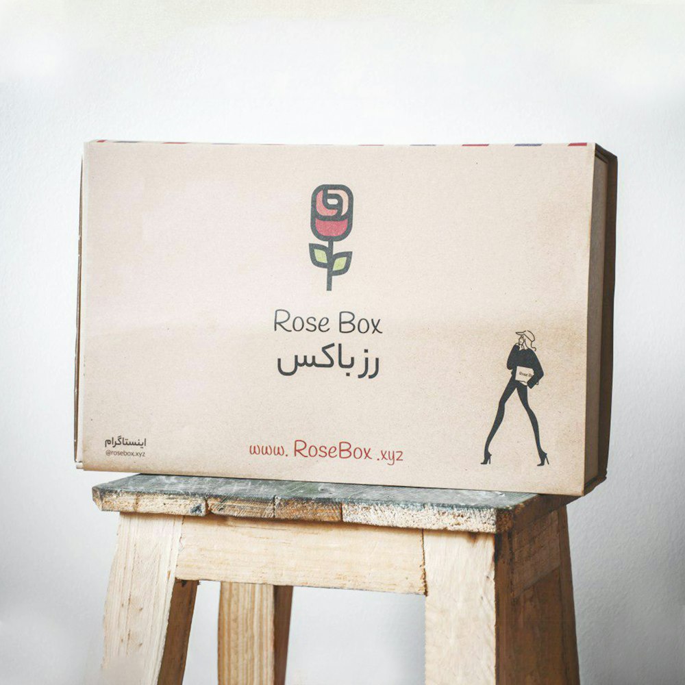 Rose Box box on brown stool