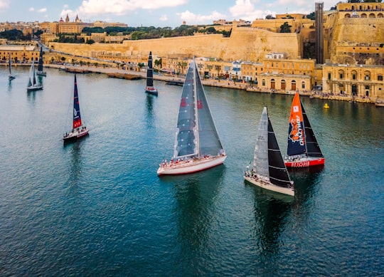 boats on ocean in Grand Harbour Malta