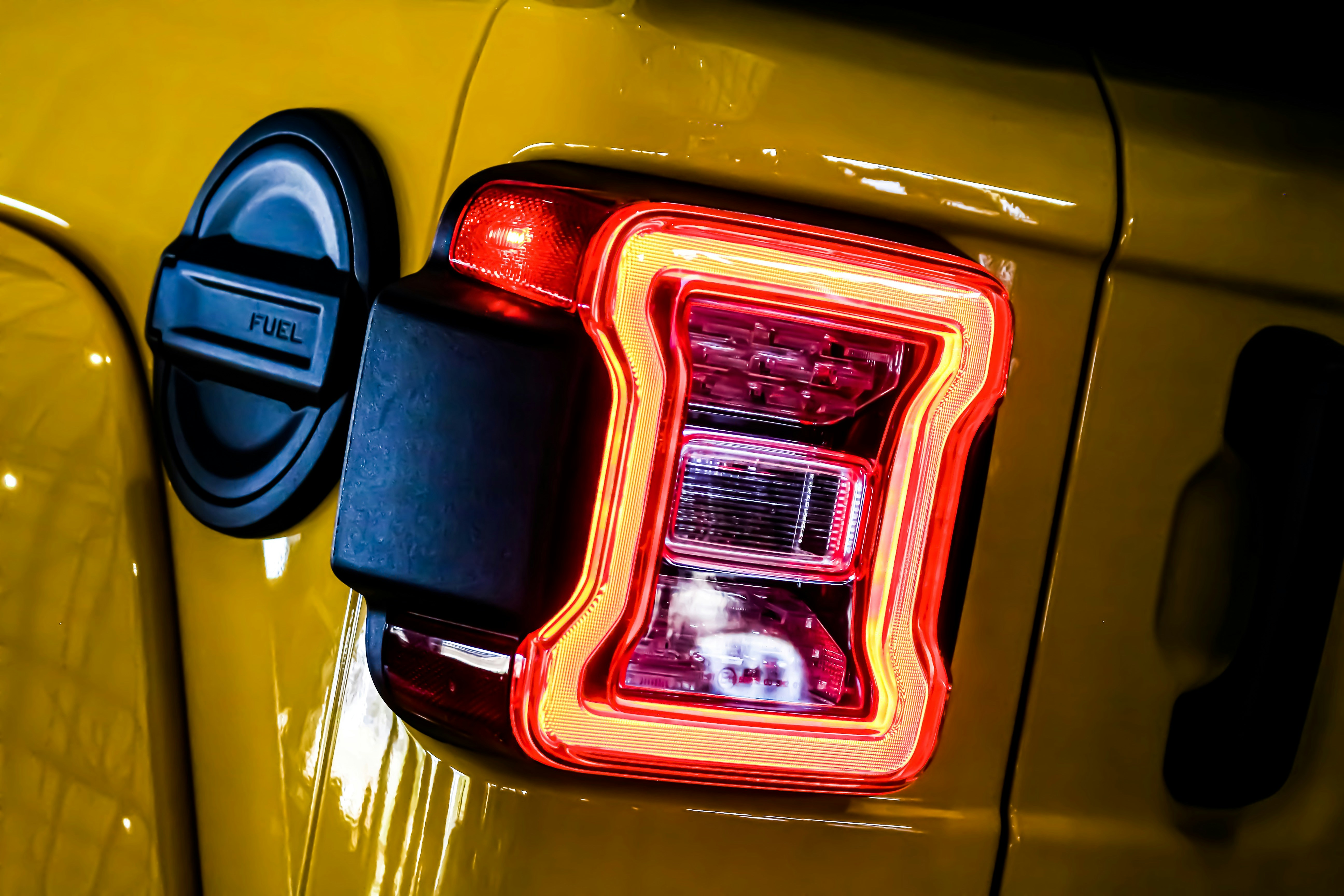 yellow machine with light turned on