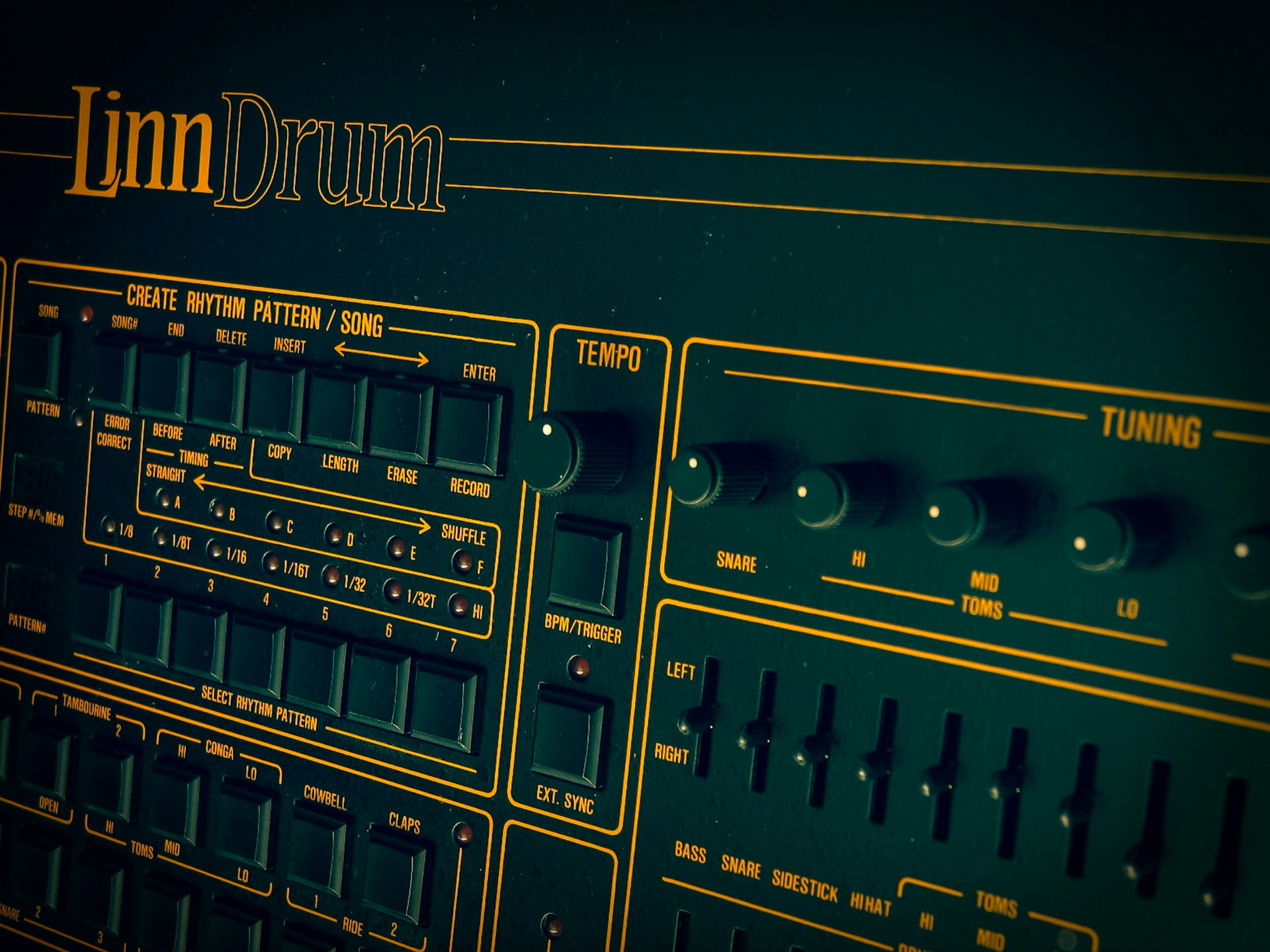 close view of Linn Drum machine
