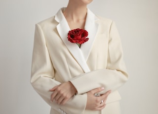 woman wearing white blazer