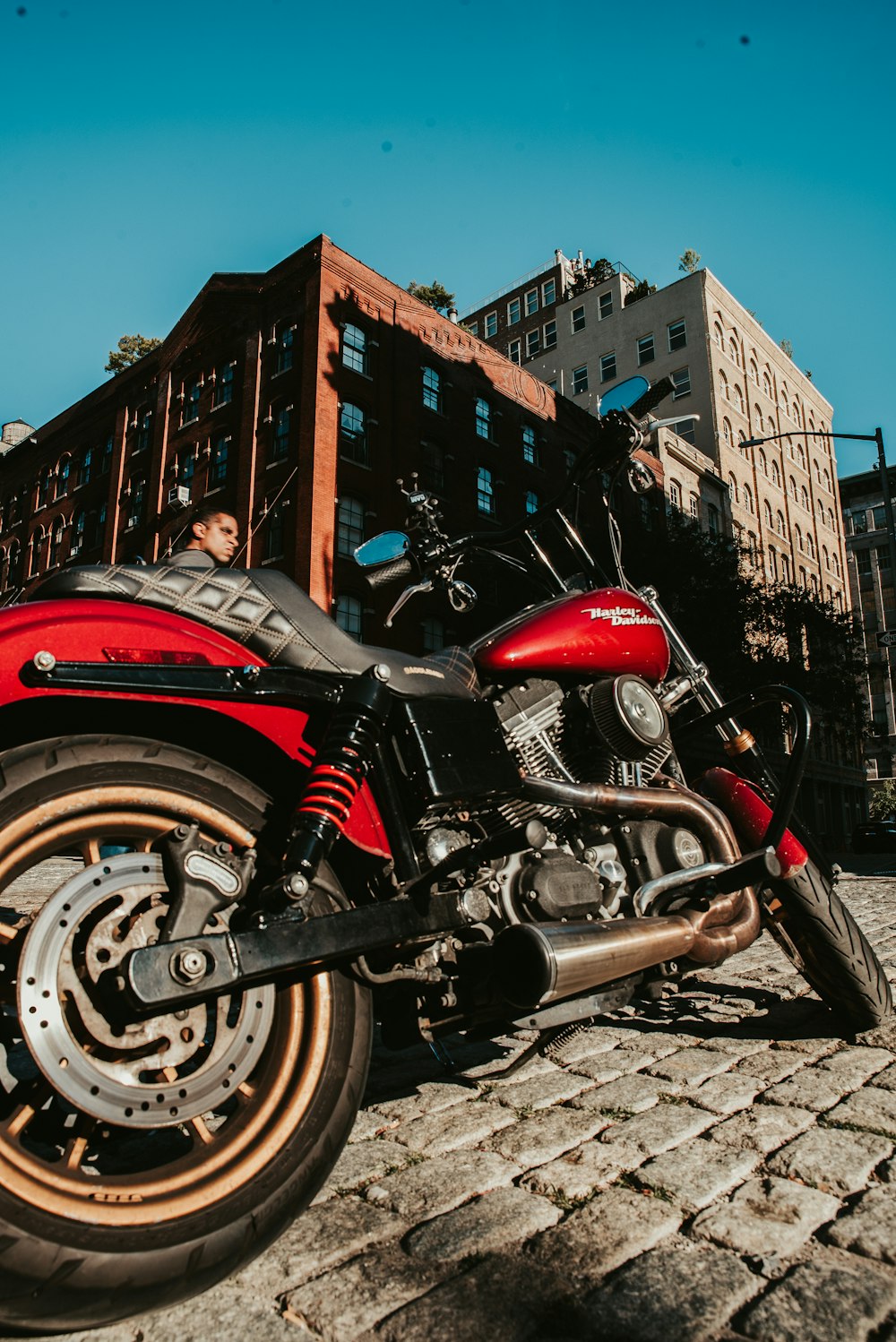 red and black standard motorcycle