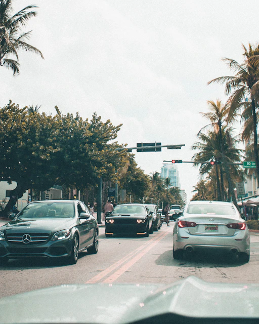vehicles driving in downtown street in florida