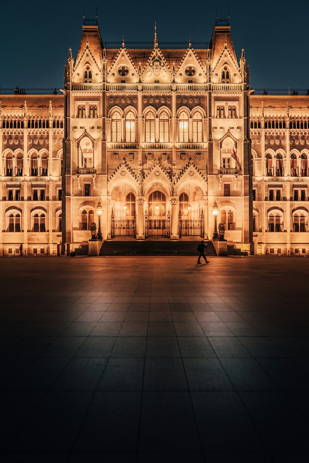 man walking near building