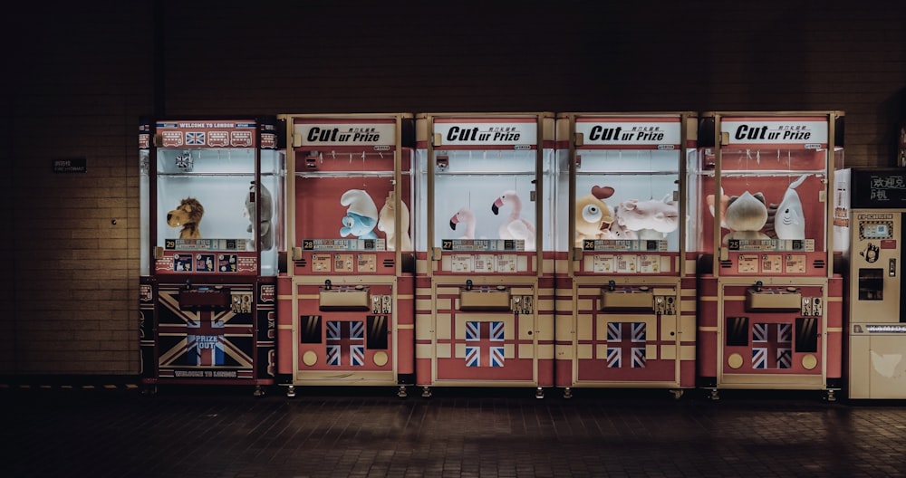 five arcade game machines