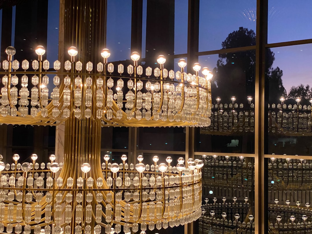 gold and clear glass chandelier