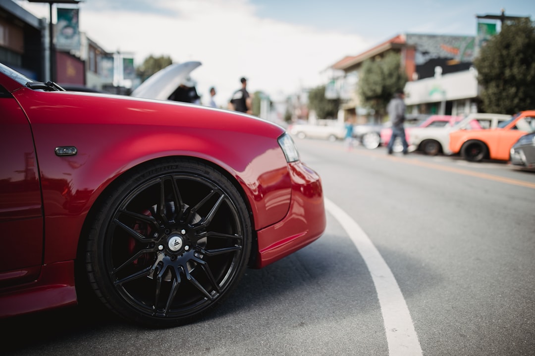 red vehicle on road