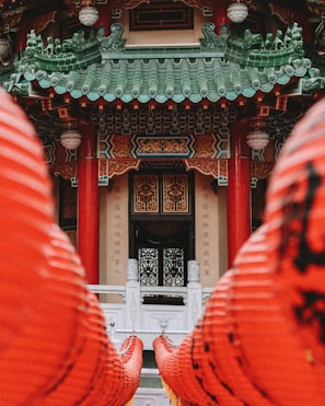 red and green pagoda temple