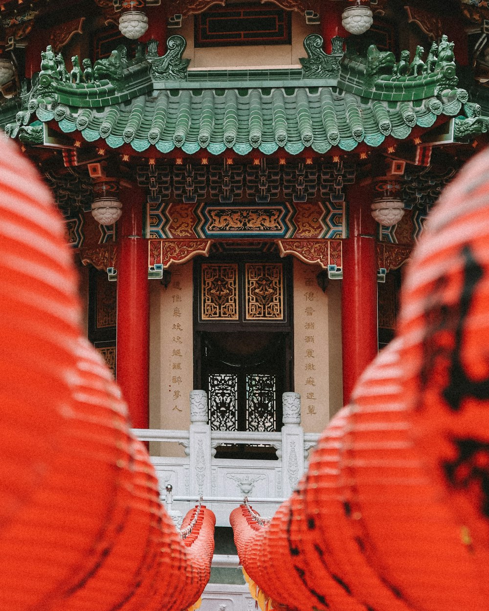 red and green pagoda temple