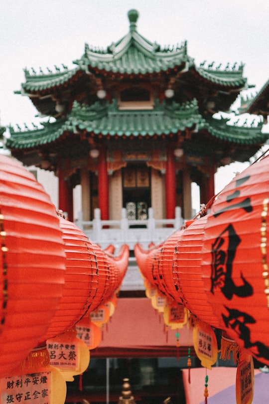 red and green temple in Kaohsiung City Taiwan