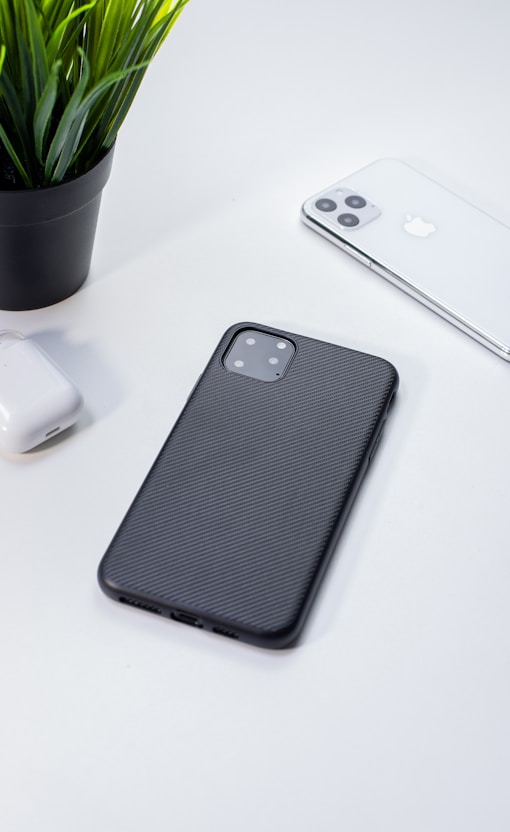 silver iPhone X Pro with case