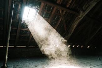 view of sun's ray at the attic