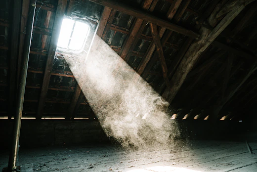 view of sun's ray at the attic