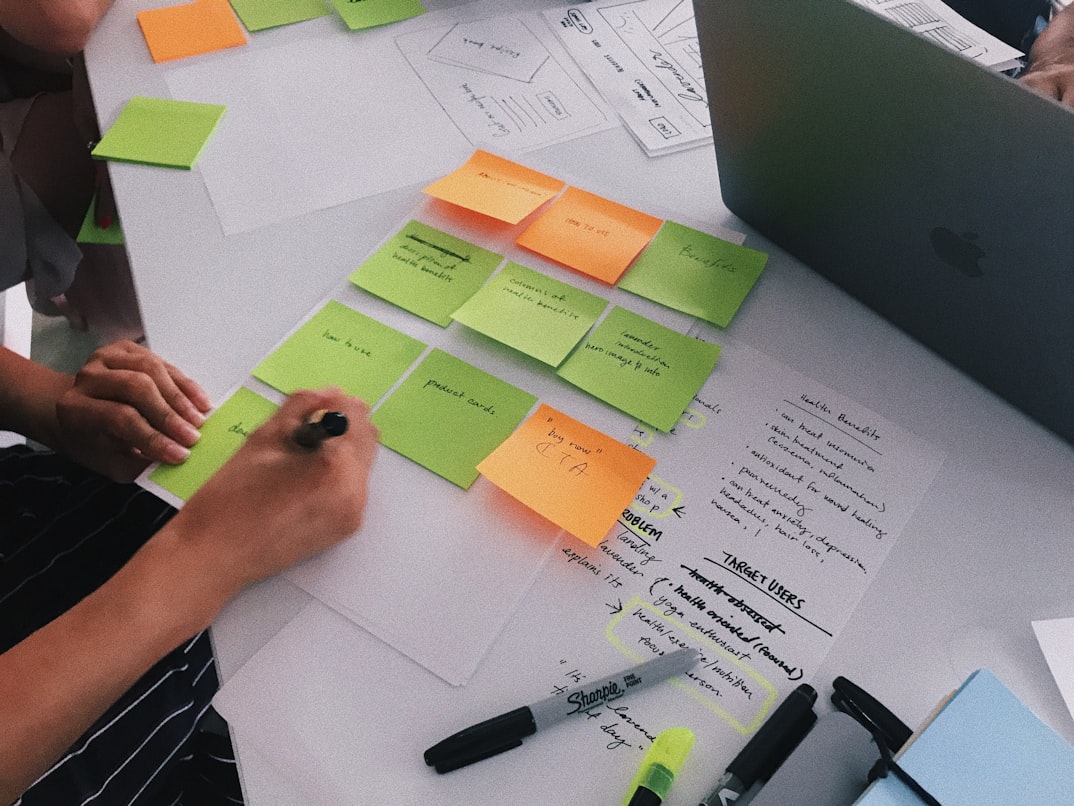 Team reviewing blueprint