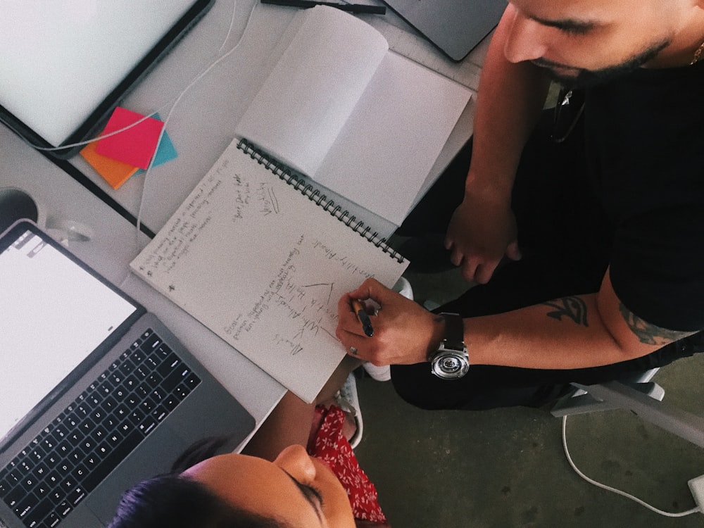 white spiral notebook on table