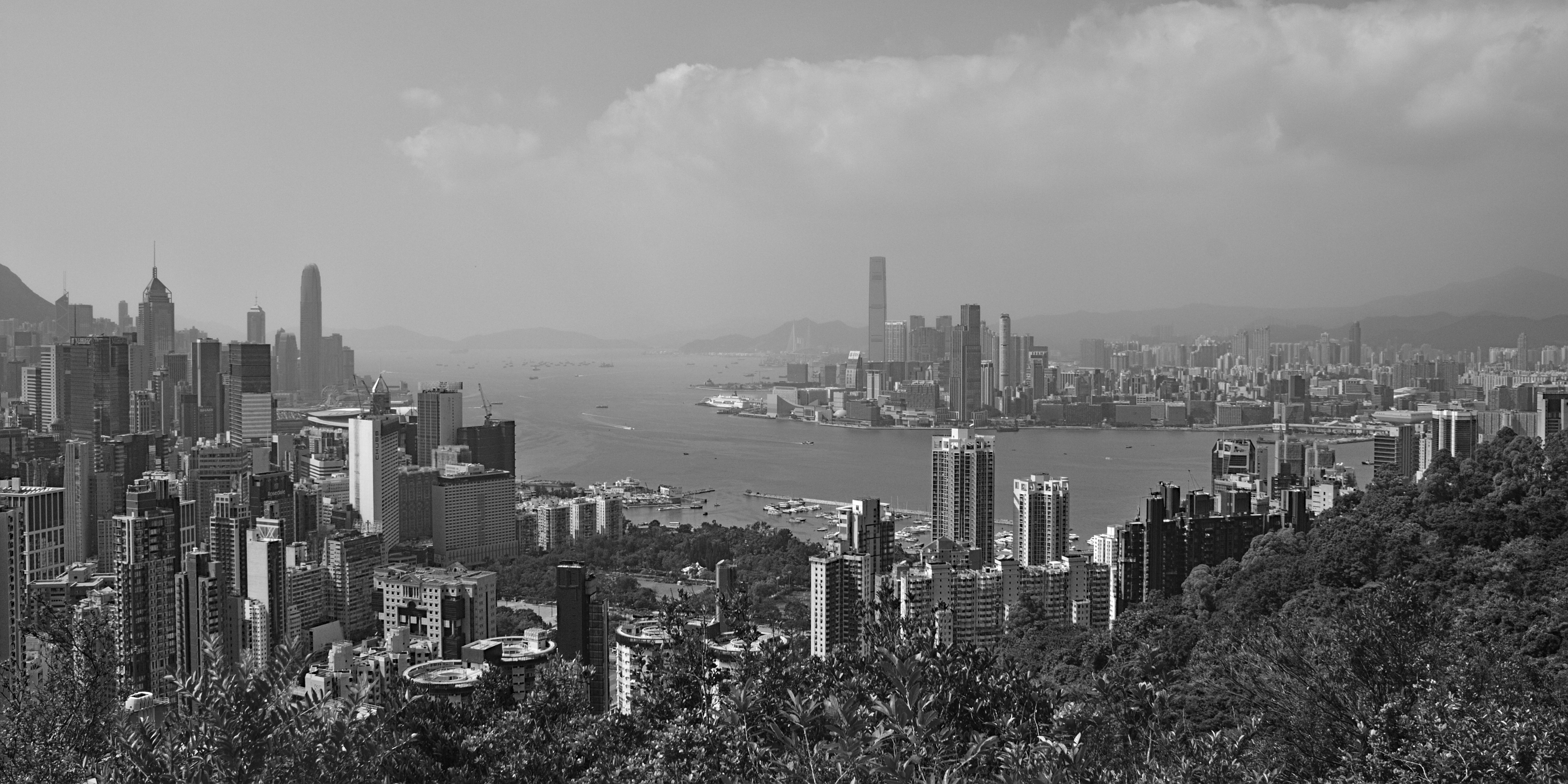 Scenic view from Hong Kong Island to Kowloon