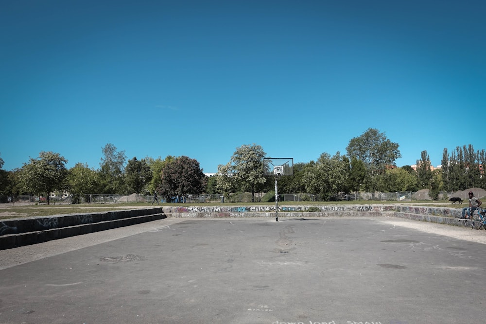 black basketball hoop near trees at daytime