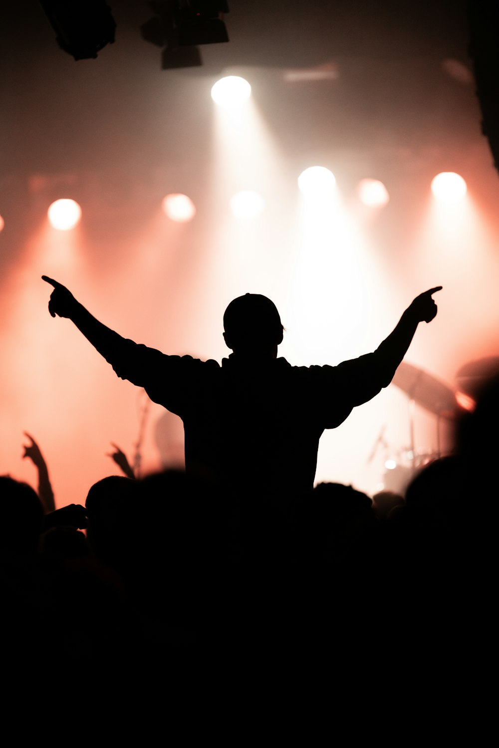 silhouette of people gathering in event during night time