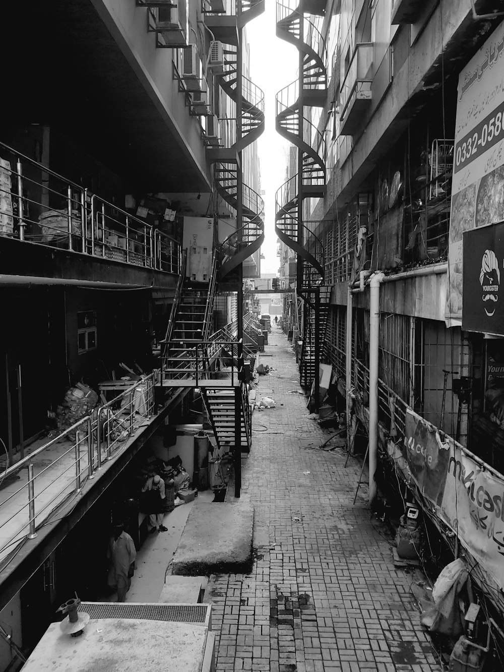 grayscale photo of buildings