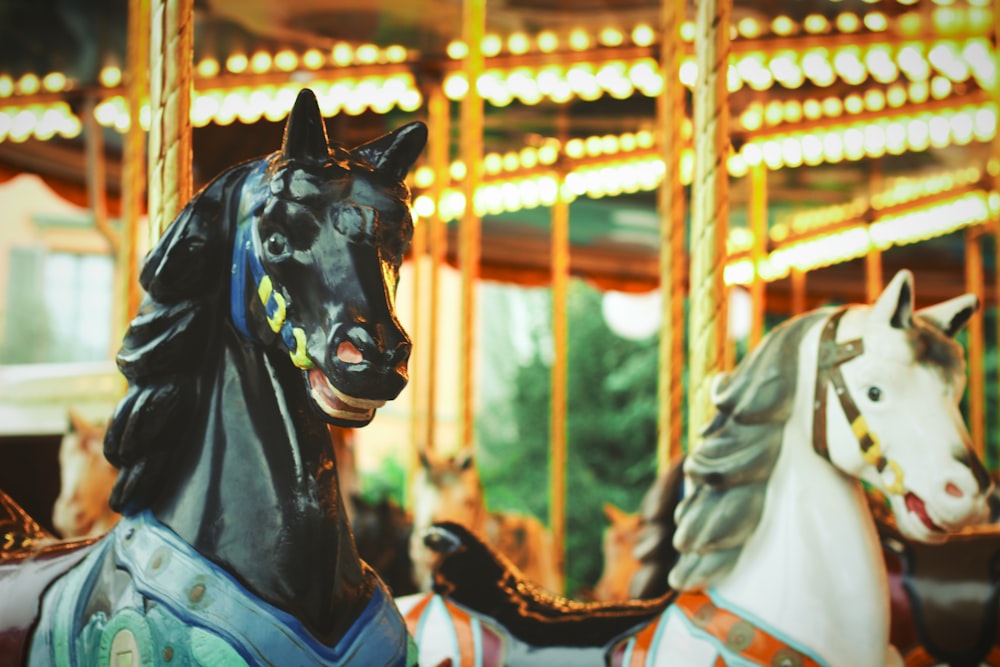 black and white carousel