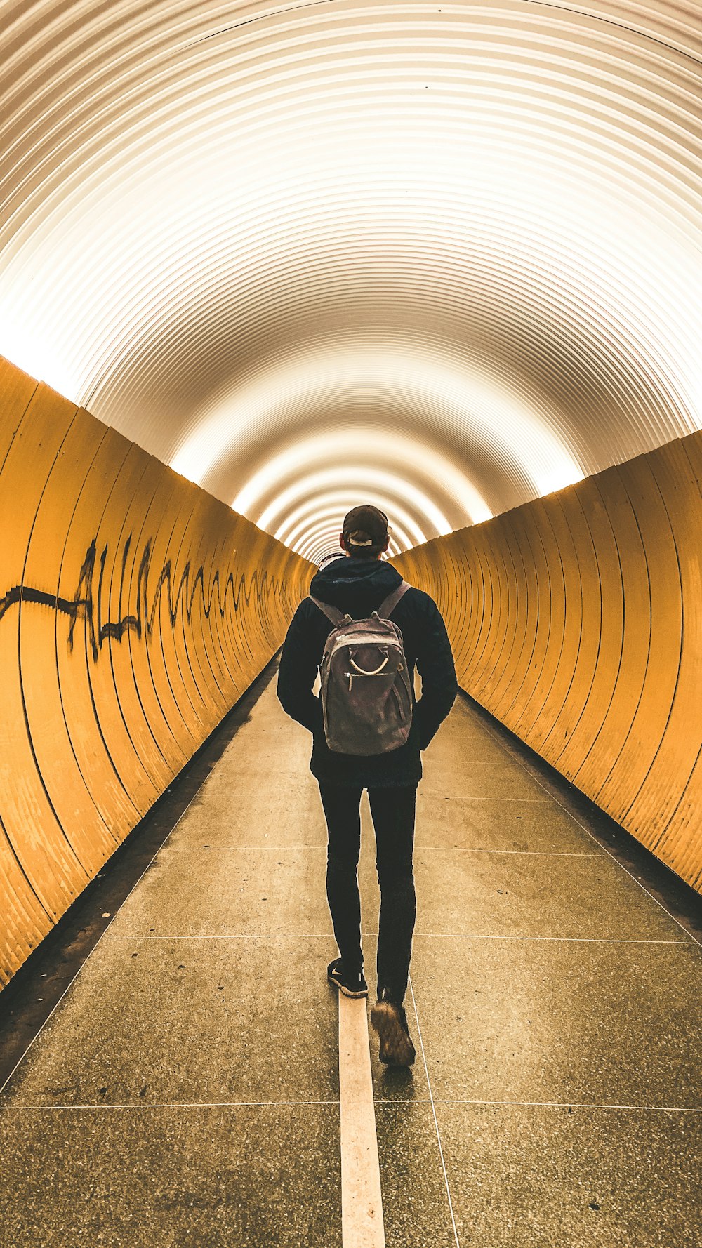 man in tunnel