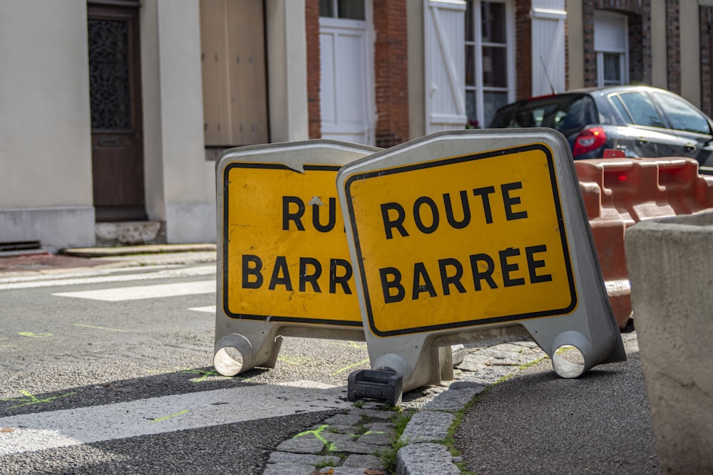 two route barree signage on road