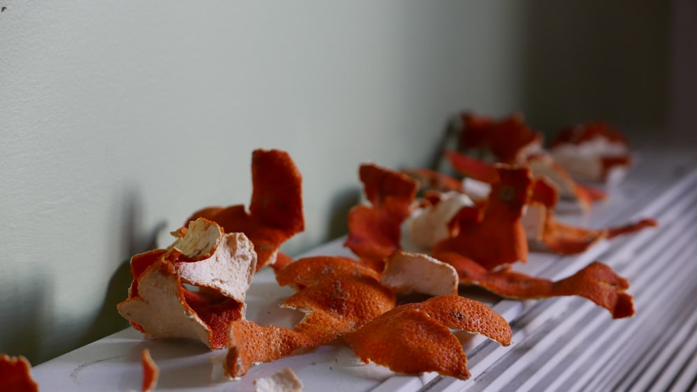 foto de foco raso de cascas de frutas de laranja