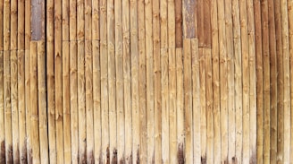 Vertical wooden planks aligned closely together create a textured pattern with varying shades of natural wood grain. The surface appears weathered, with some planks showing darker areas due to age or exposure.