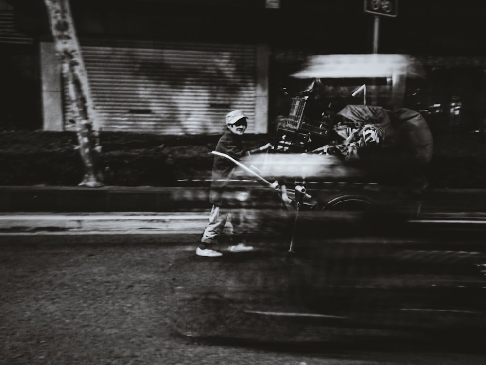 greyscale photography of vehicle