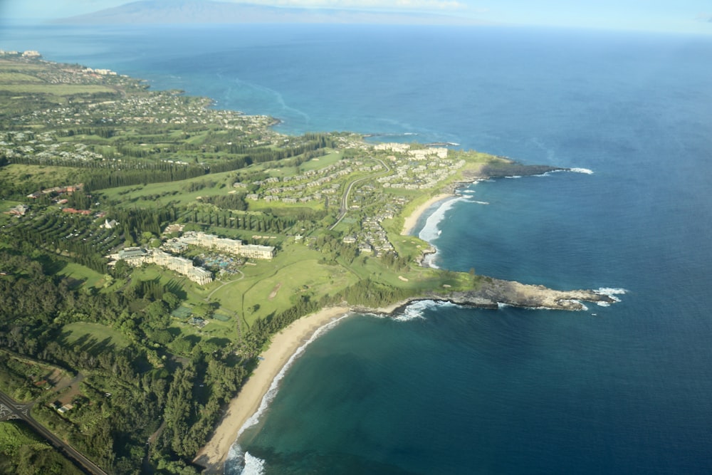 aerial view of island beside ocean